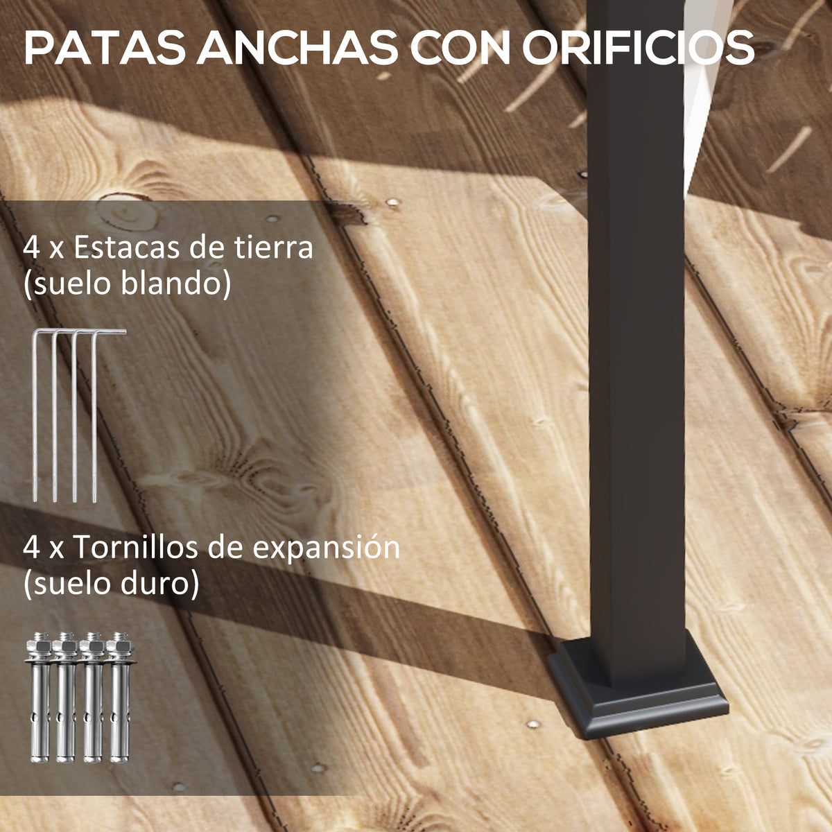Pérgola Outsunny Poliéster, Acero Crema 297x297x230 Cm_5