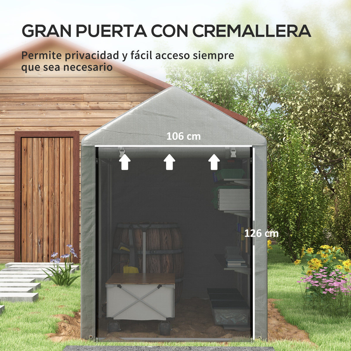 Outsunny Carpa De Jardín Para Herramientas De Jardinería 1,2x1,8x1,65 M Gris_5