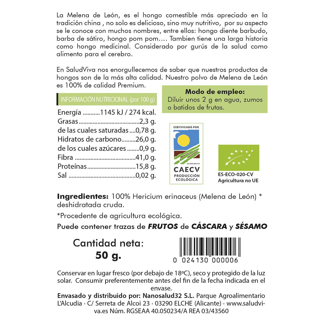 Melena de León Premium Salud Viva 50 g