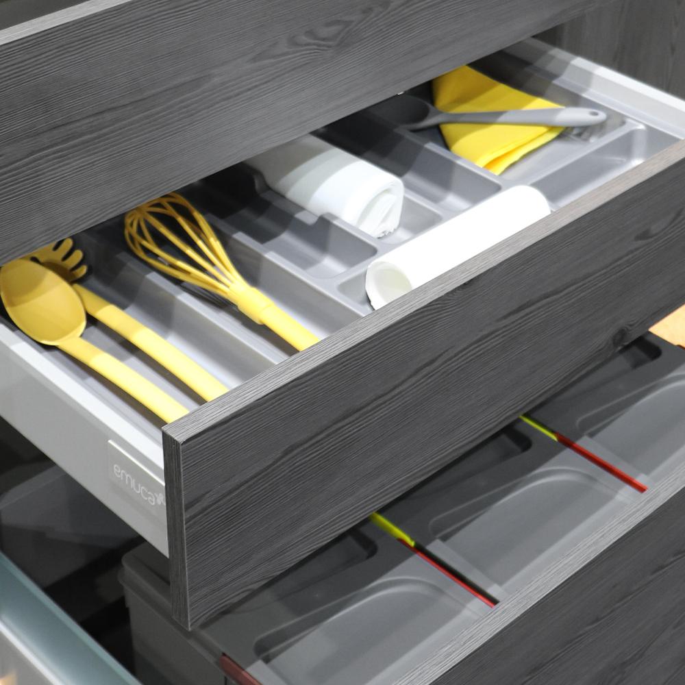 Emuca Cubertero para cajón de cocina, módulo 700 mm, Plástico, Gris