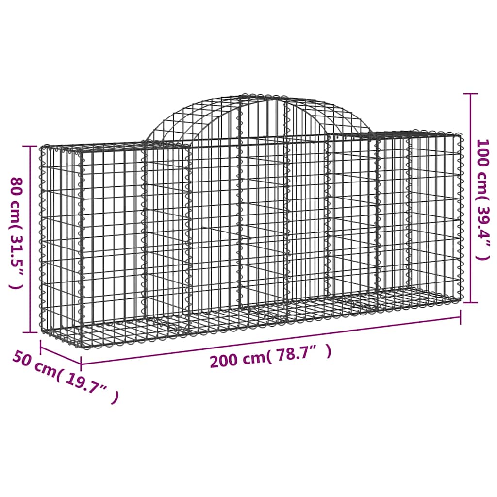 Cestas De Gaviones 25 Uds Forma De Arco Hierro 200x50x80/100 Cm_5