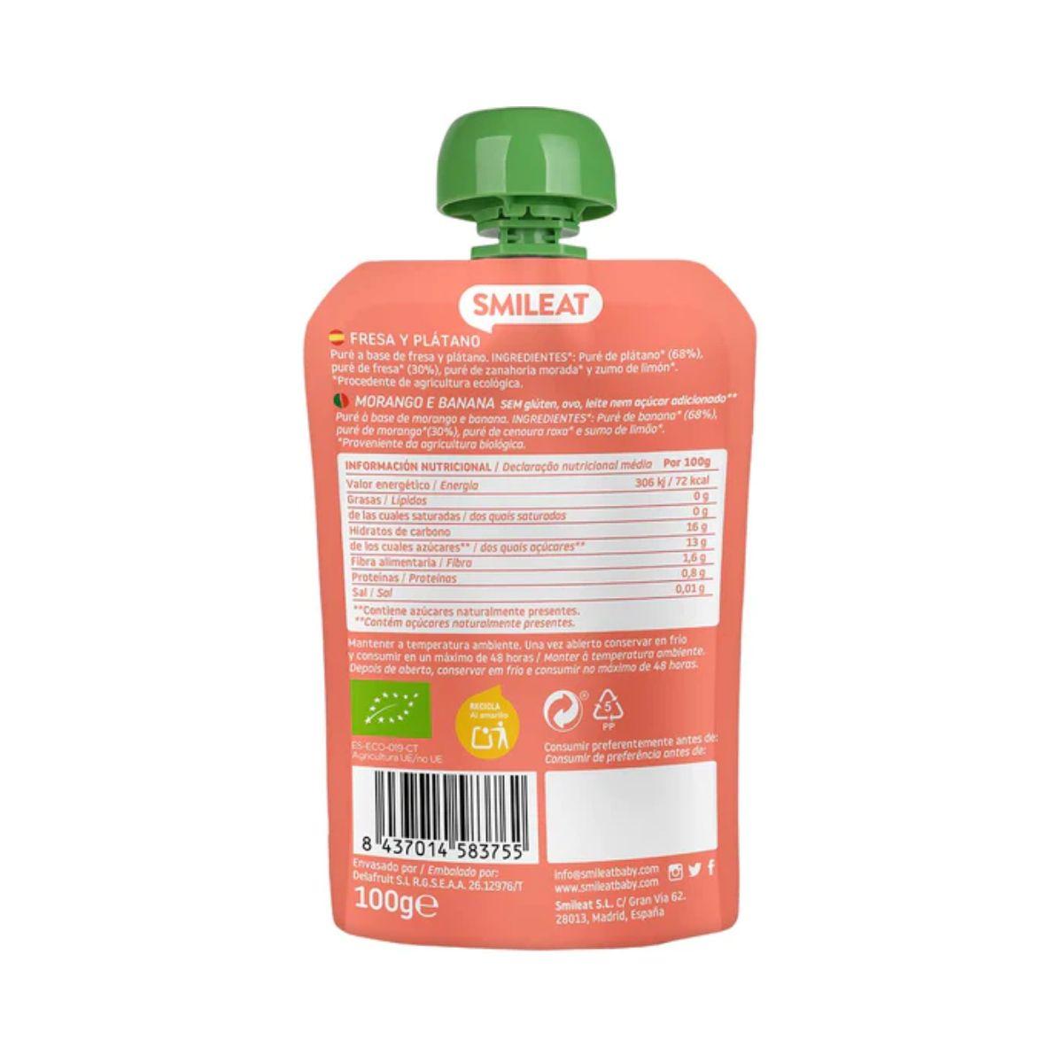 Pouche ECO fresa y plátano Smileat 100 g