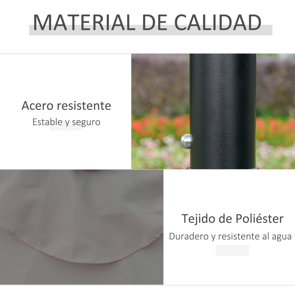 Sombrilla De Jardín Outsunny Acero, Poliéster Gris 265x265x233 Cm_5