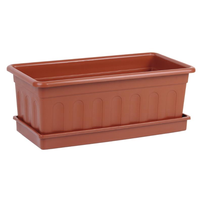 Jardinera Marron Modelo Azahar 40 X 20 X 15.5 + Plato 38 X 16.6 Cm Venta Unitaria_0