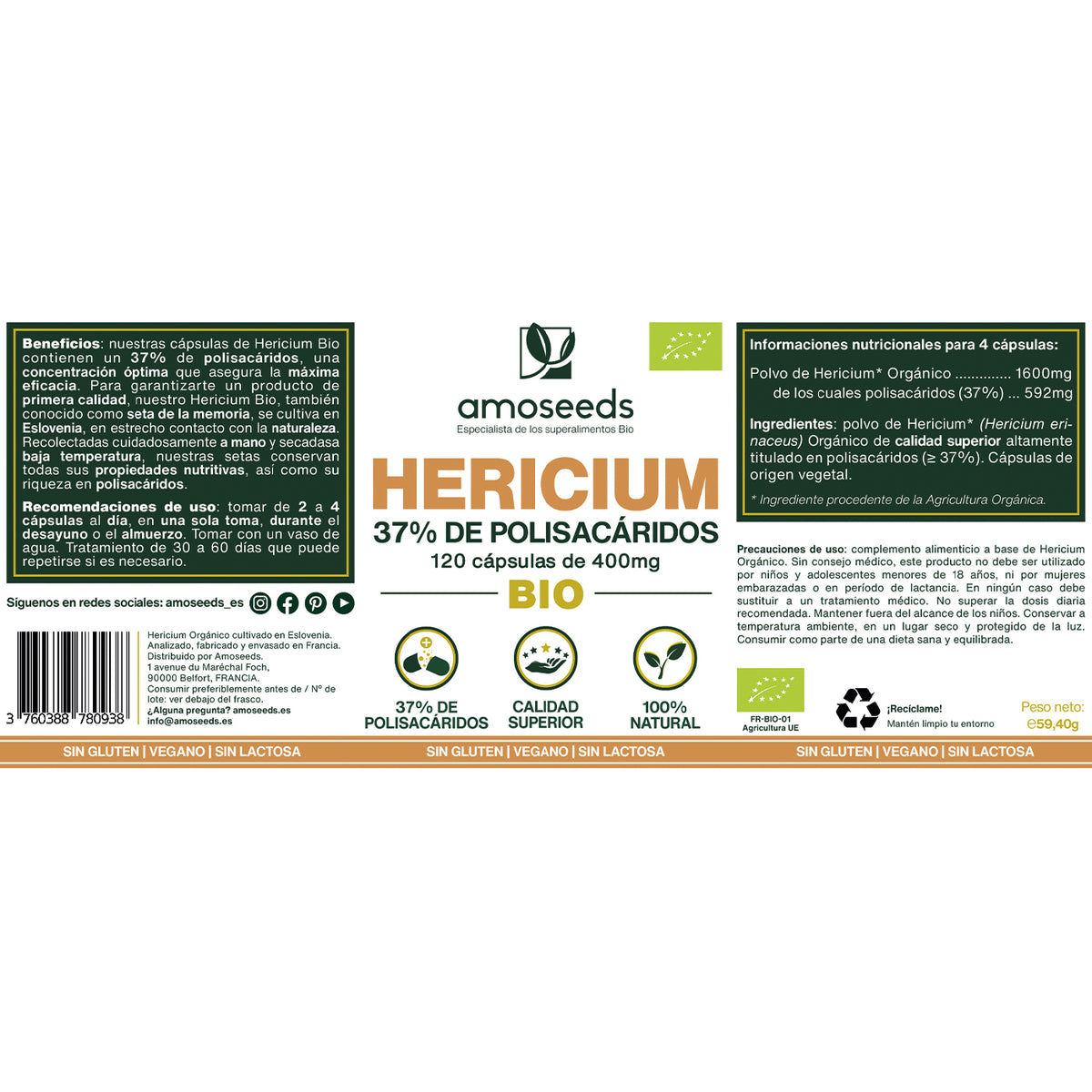 Hericium Bio, 37% Polisacáridos | 120 Cápsulas_4