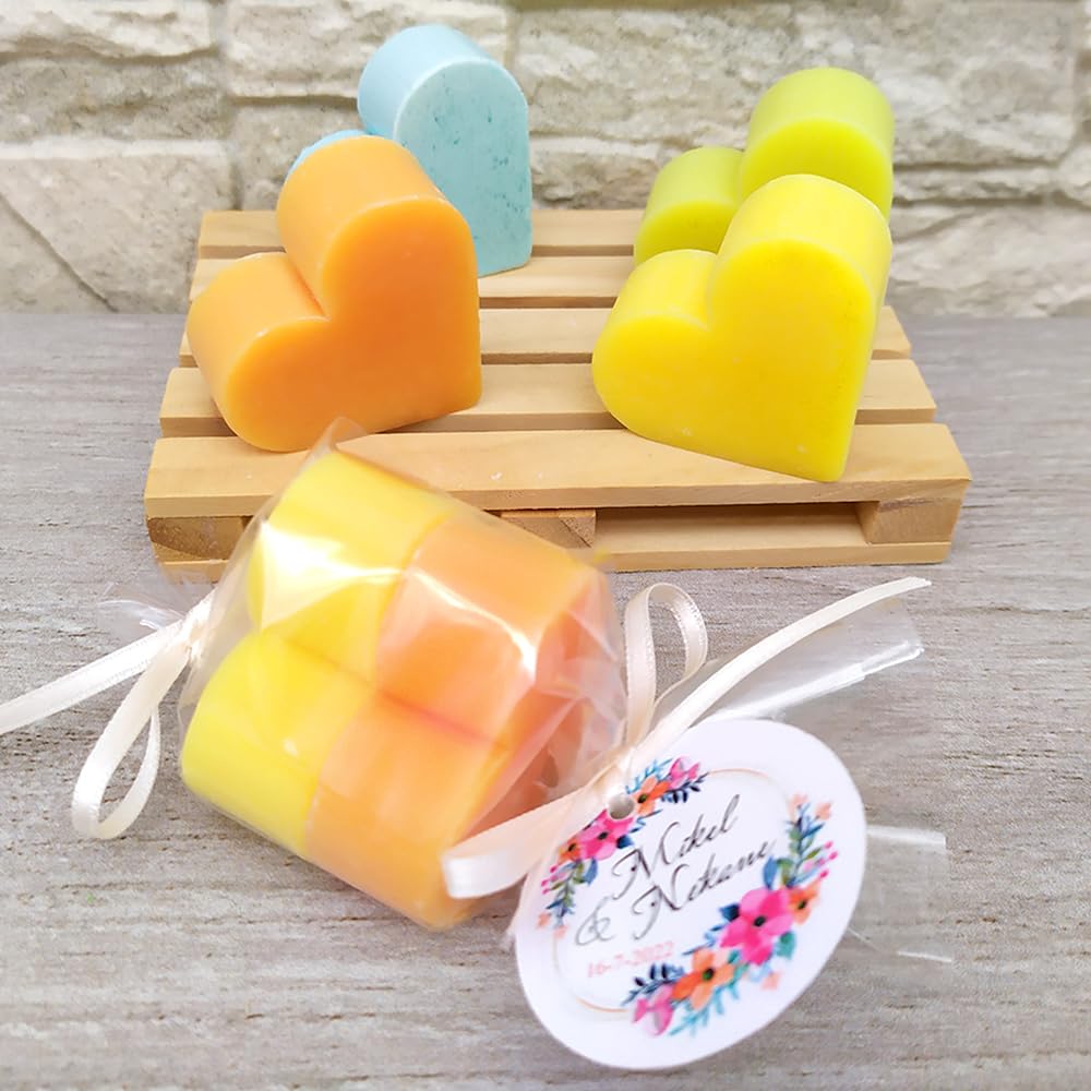 25 Jabones Aromáticos Con Forma De Corazón - Detalle Para Invitados De Eventos - Jabón Glicerina Con Aroma A Pomelo_5