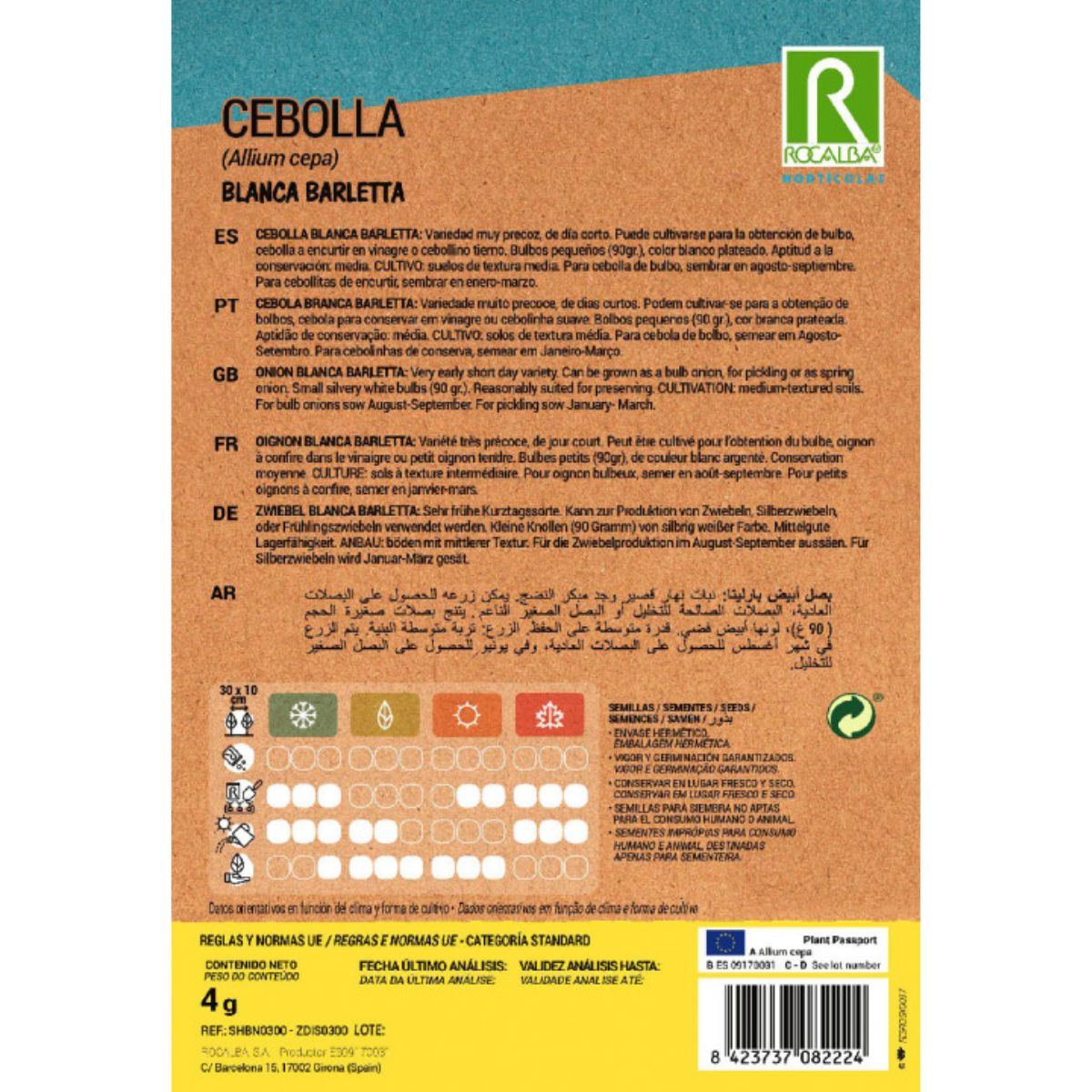 Semillas de Cebolla blanca barletta