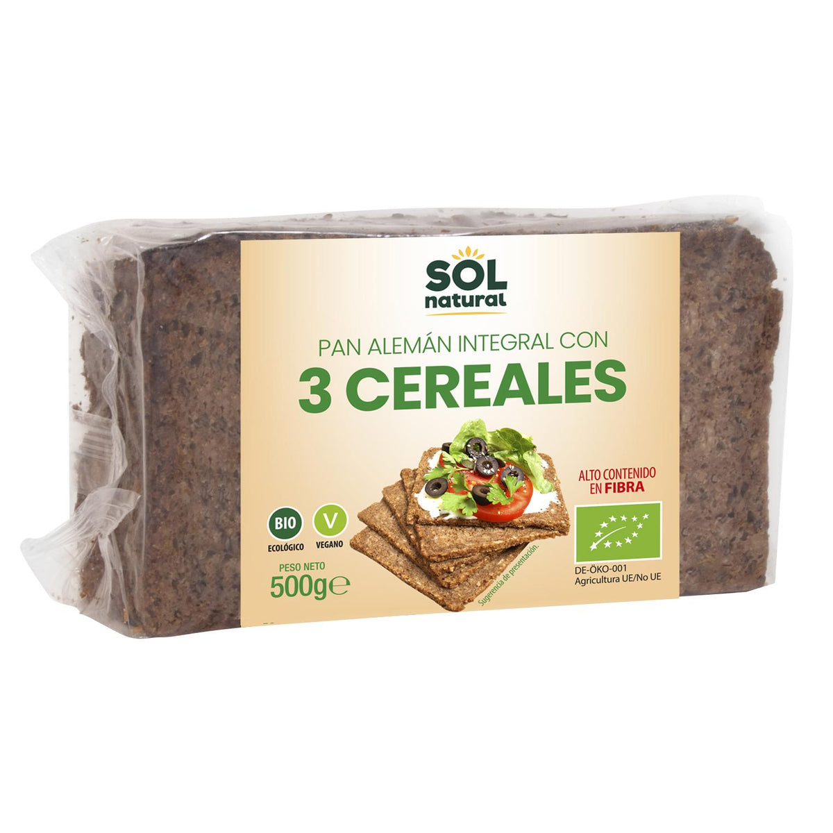 Pan Alemán 3 Cereales Sol Natural 500 g
