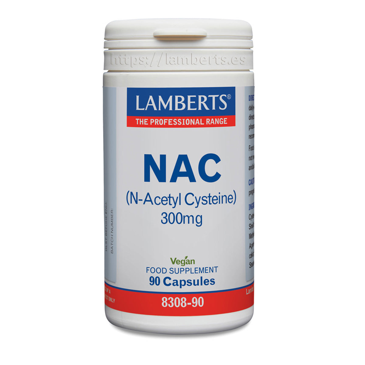 NAC (N-Acetil Cisteína) Lamberts 300 mg, 90 cápsulas