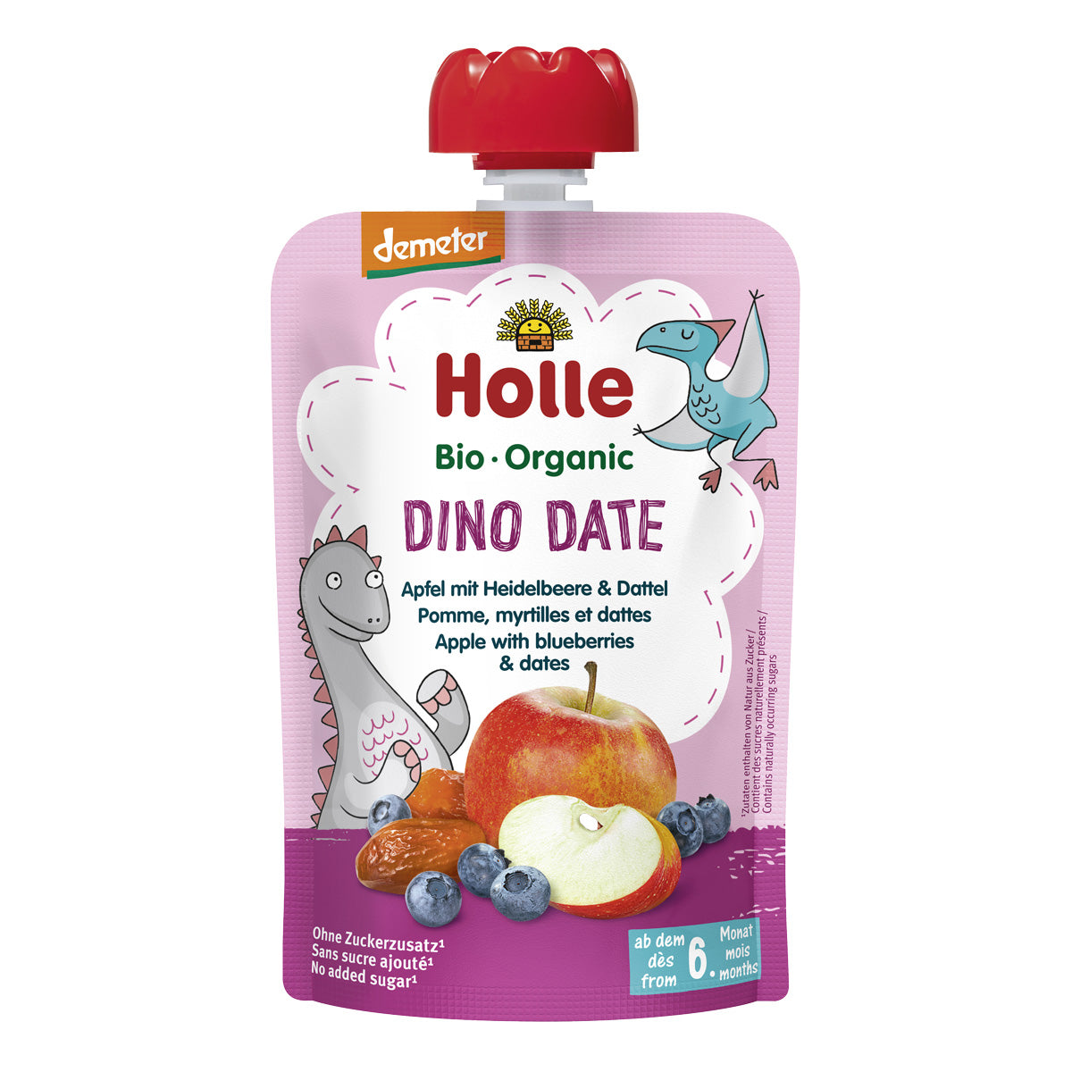Smoothie BIO de manzana, arándano y datil (desde el 6º mes) DINO DANCE Holle 100g
