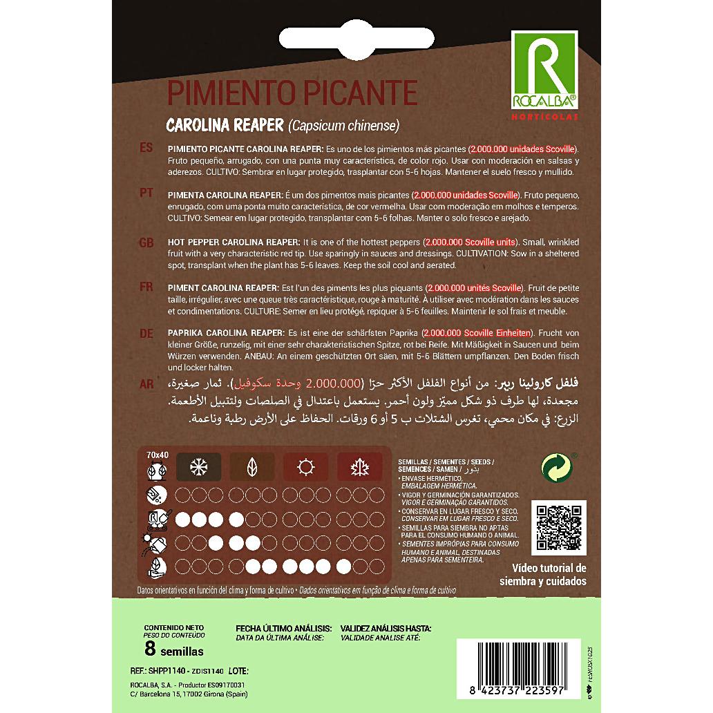 Semillas Pimiento Picante Carolina Reaper Rocalba