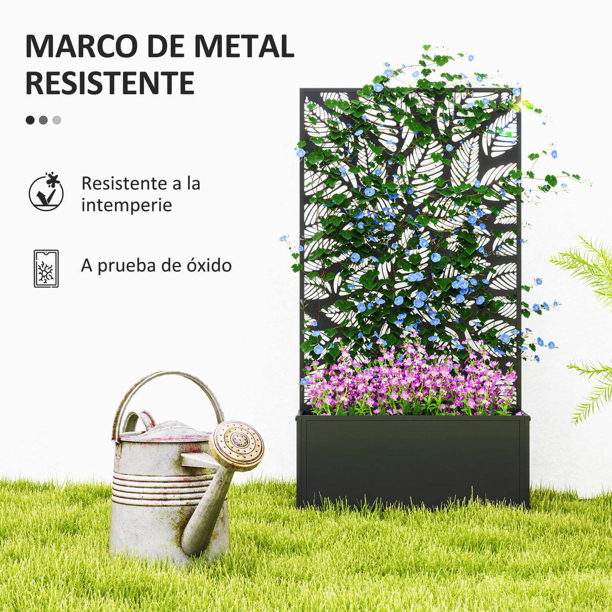 Jardinera Exterior Outsunny Metal Negro 61x23x113 Cm_5