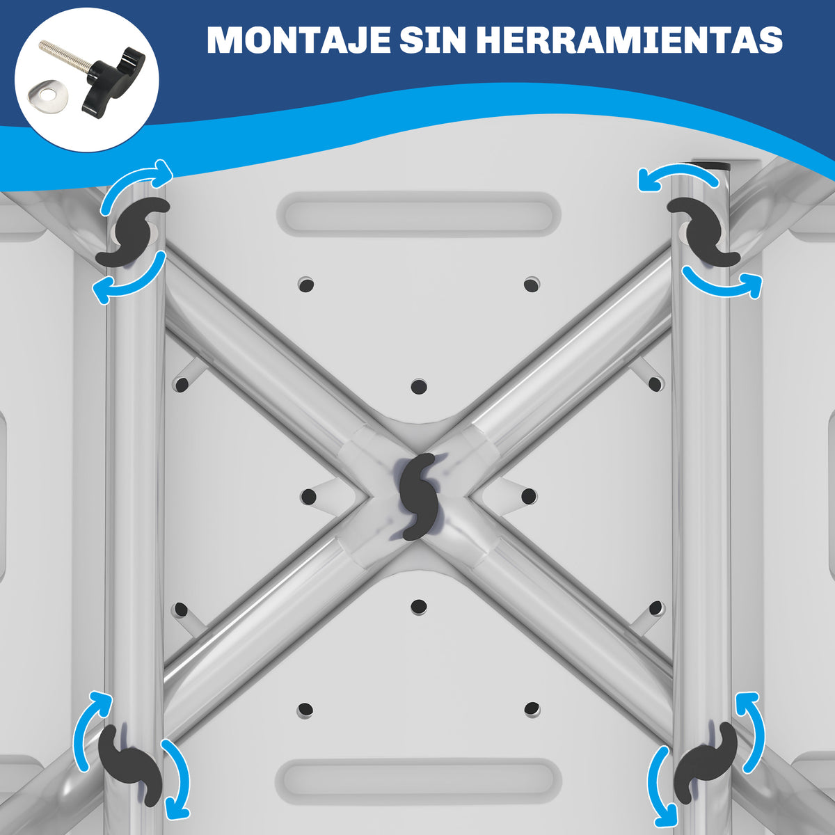 Silla De Ducha Homcom Aluminio, Hdpe Azul Claro 51.5x49.5x81 Cm_5