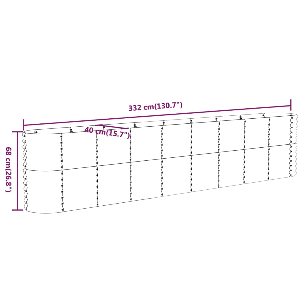Jardinera Arriate Acero Galvanizado Plata 332x40x68 Cm_5
