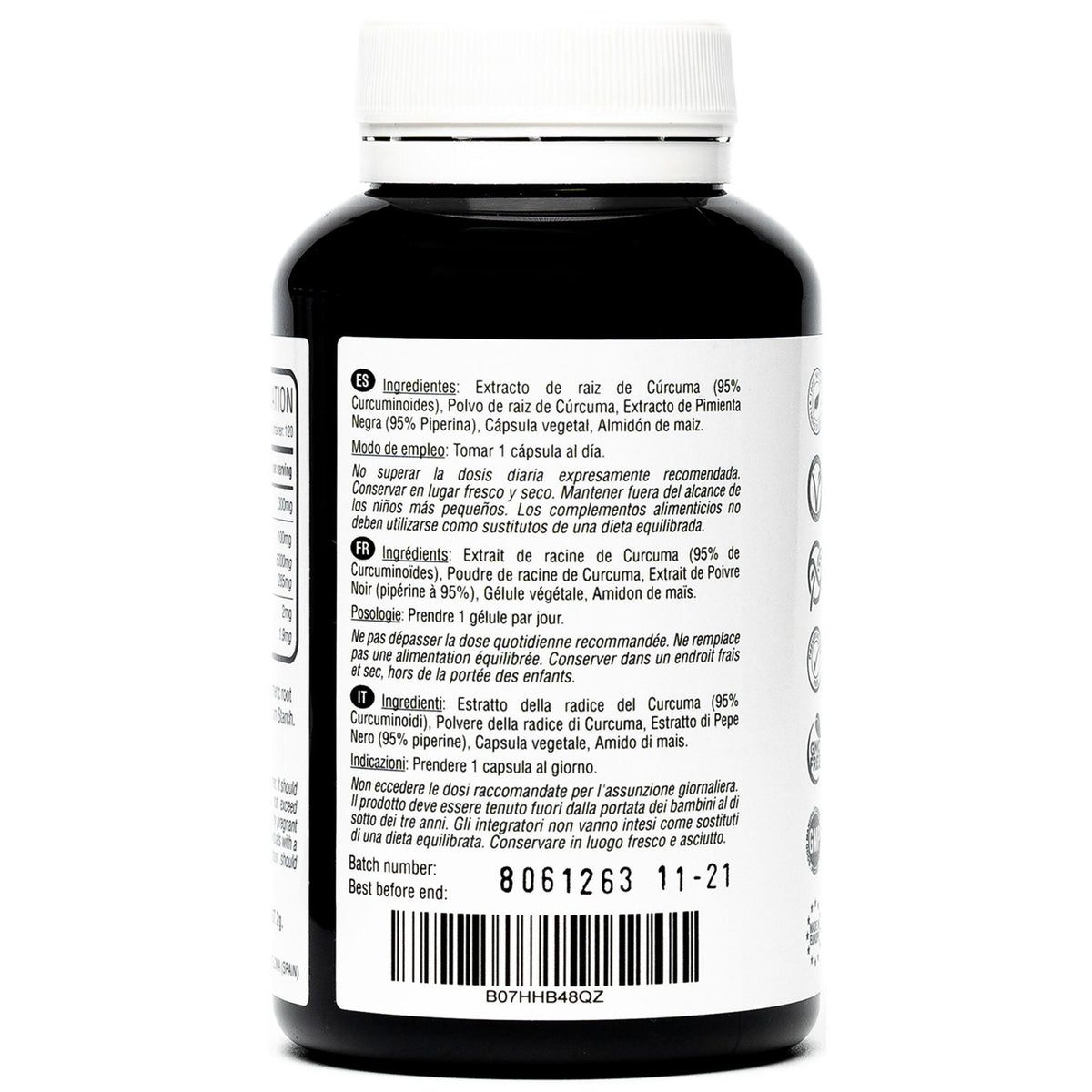 Cúrcuma 6000 mg con Pimienta Negra Hivital 120 cápsulas Veganas