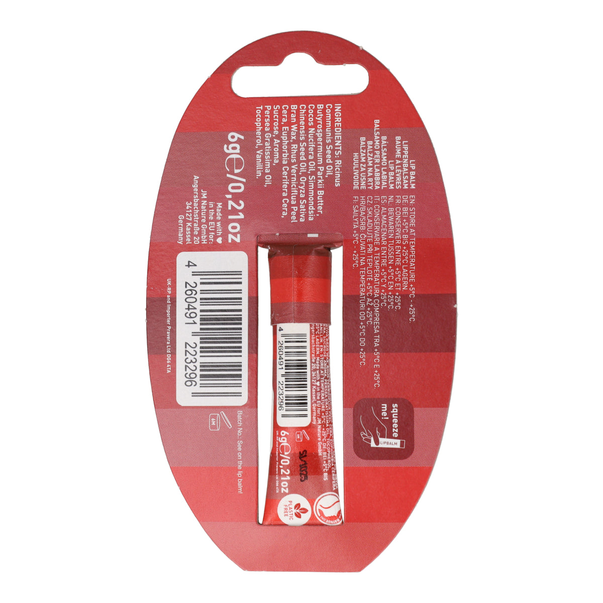 Bálsamo labial ecológico Strawberry (fresa) cero residuos Ben&Anna 6g