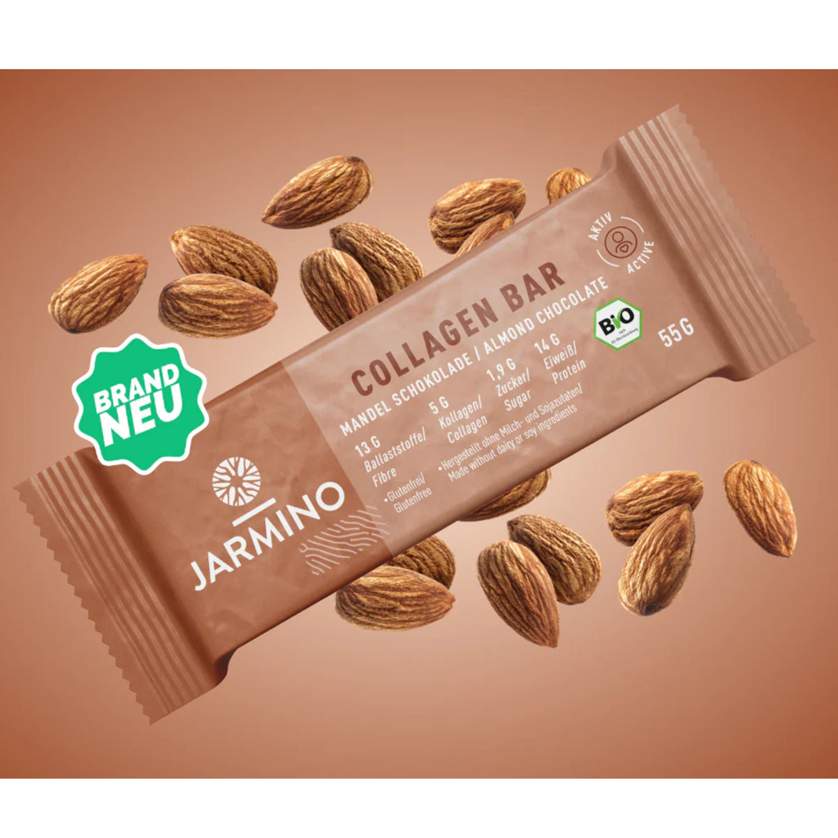 Barrita de Colágeno y Proteica BIO Almendra y Cacao Jarmino
