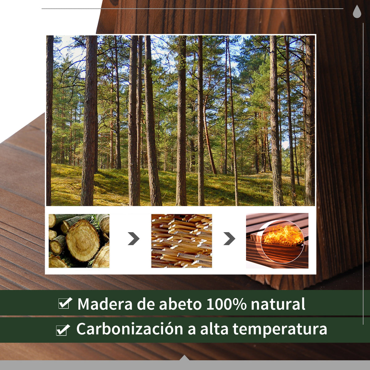 Fuente De Agua Outsunny Madera De Abeto, Plástico Madera Natural 44.5x44.5x58.5 Cm_5