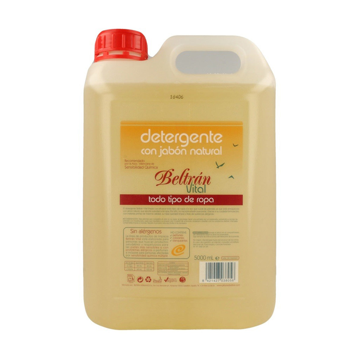 Detergente líquido sin perfume Beltrán Vital 5 L
