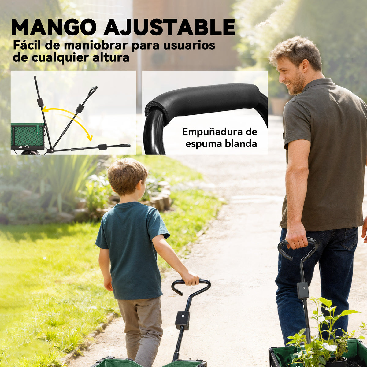 Carro De Playa Outsunny Acero, Tela Oxford Verde 105x51x54 Cm_5