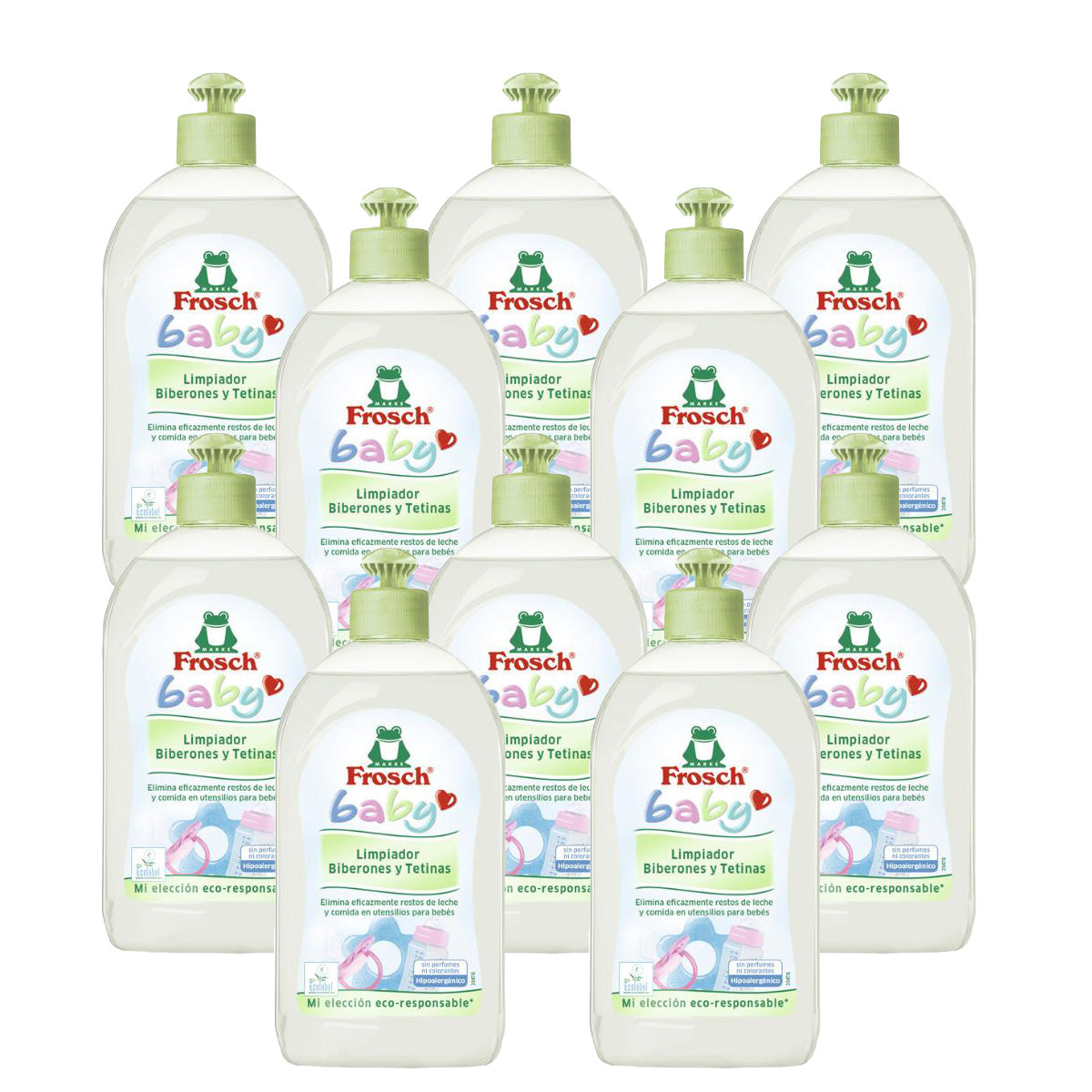 Pack 10x Baby limpia biberones y tetinas Frosch 500 ml