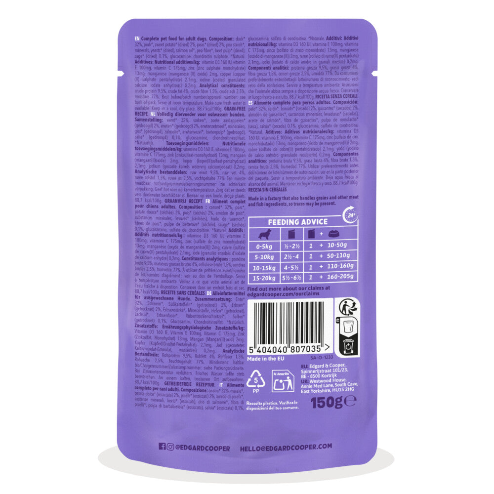 Guiso de pato hipoalergénico para perro Edgard & Cooper 150 g