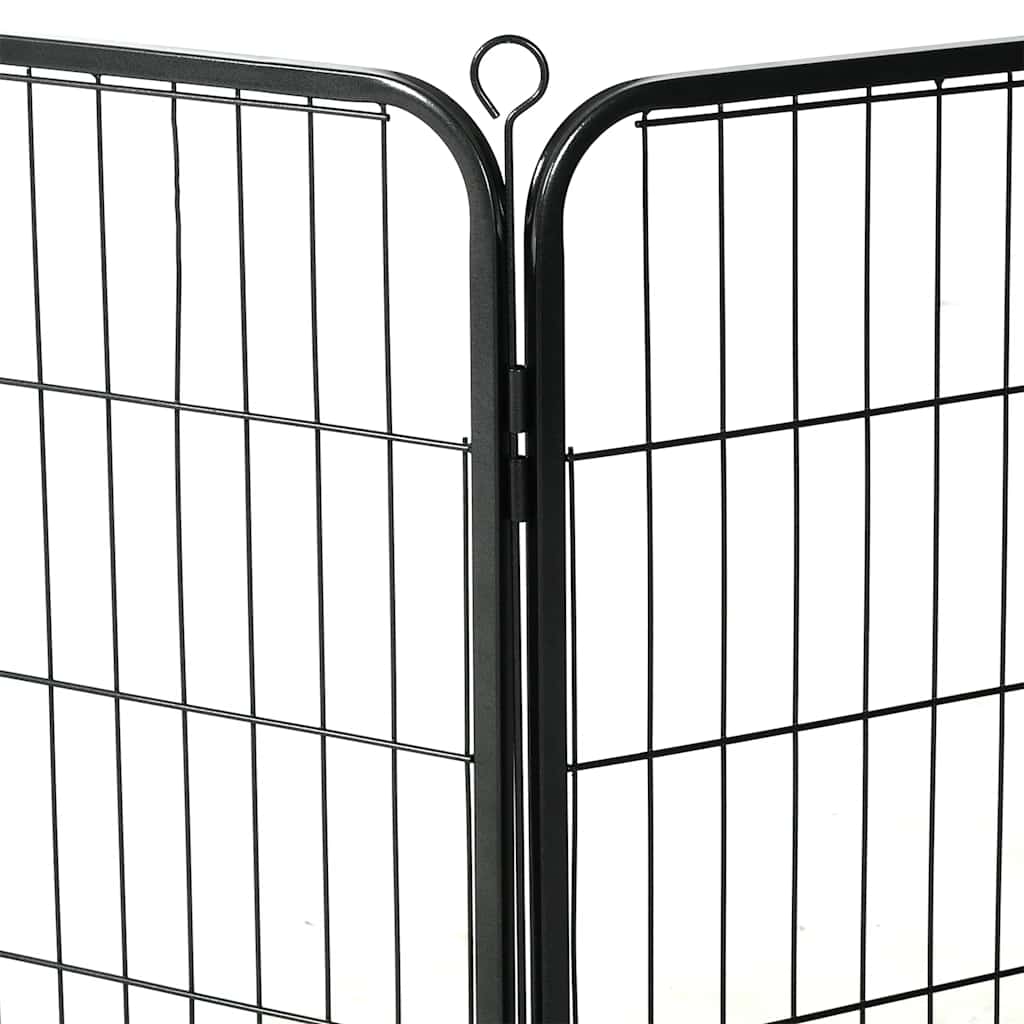 Corral Para Perros 8 Paneles De Acero 60x80 Cm Negro_5