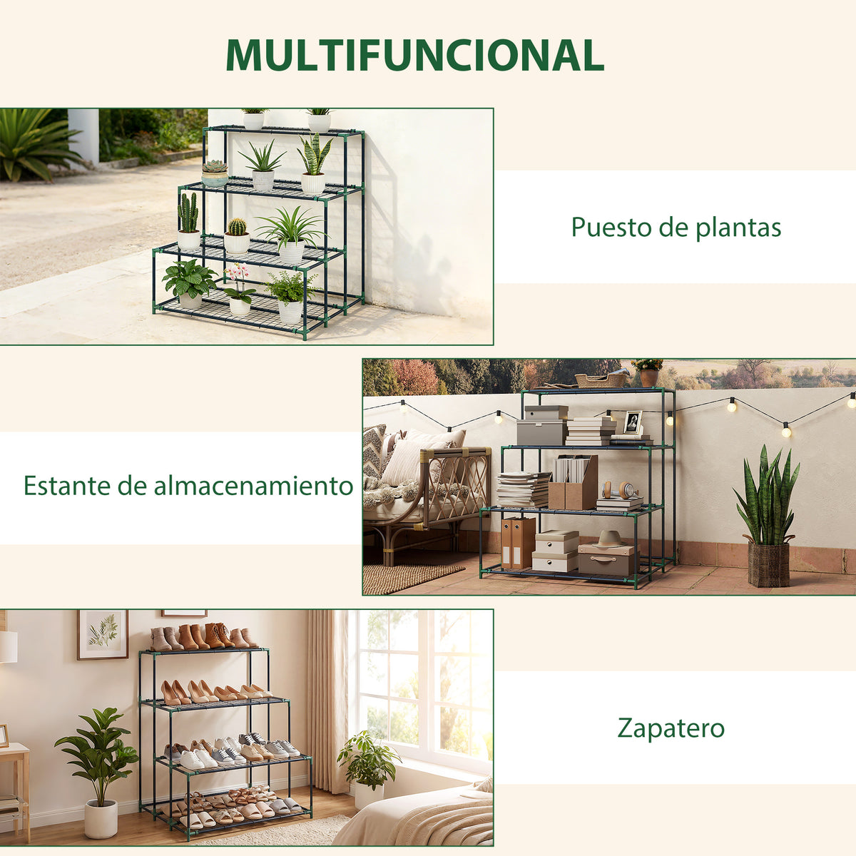 Soporte Para Plantas Outsunny Acero Verde 94x84x110 Cm_5