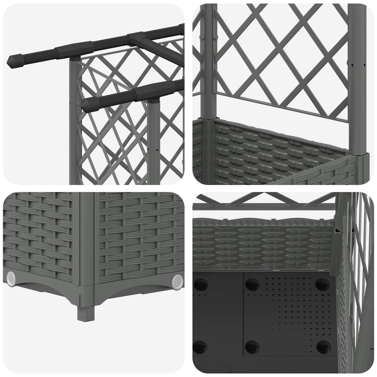 Cama Elevada Con Trellis Y Techo Gris Claro 124 X 40 X 121 Cm_5