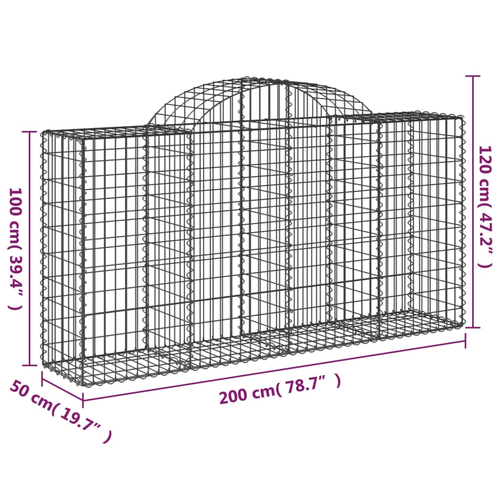 Cestas De Gaviones 11 Uds Forma De Arco Hierro 200x50x100/120cm_5