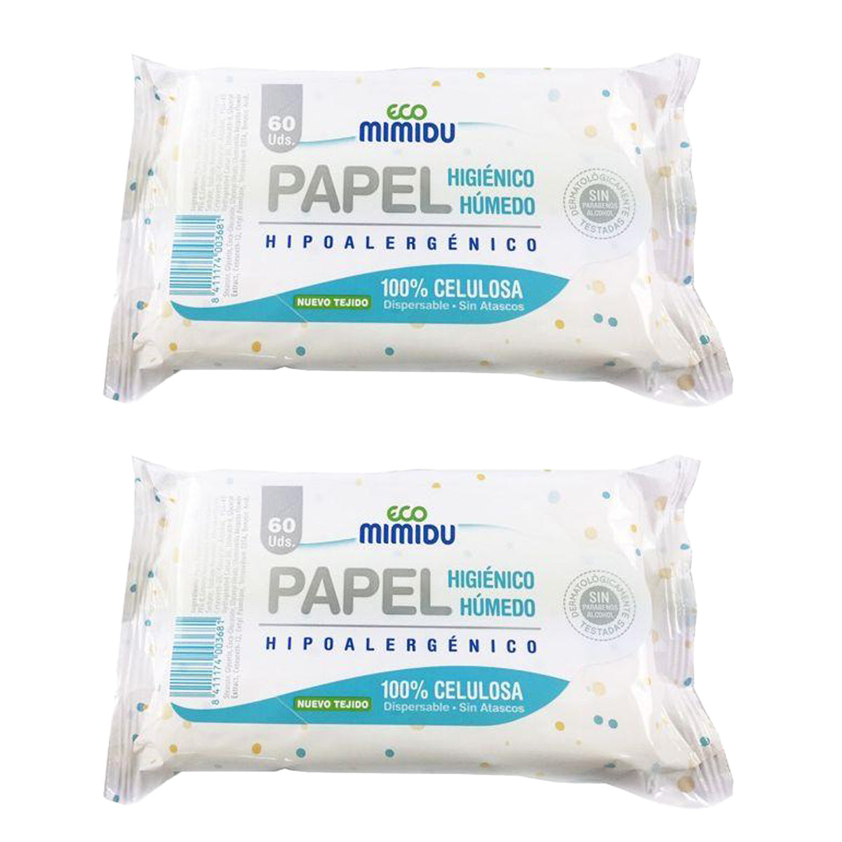 Pack 2x Papel Higiénico Húmedo Mimidu ECO 60 Uds