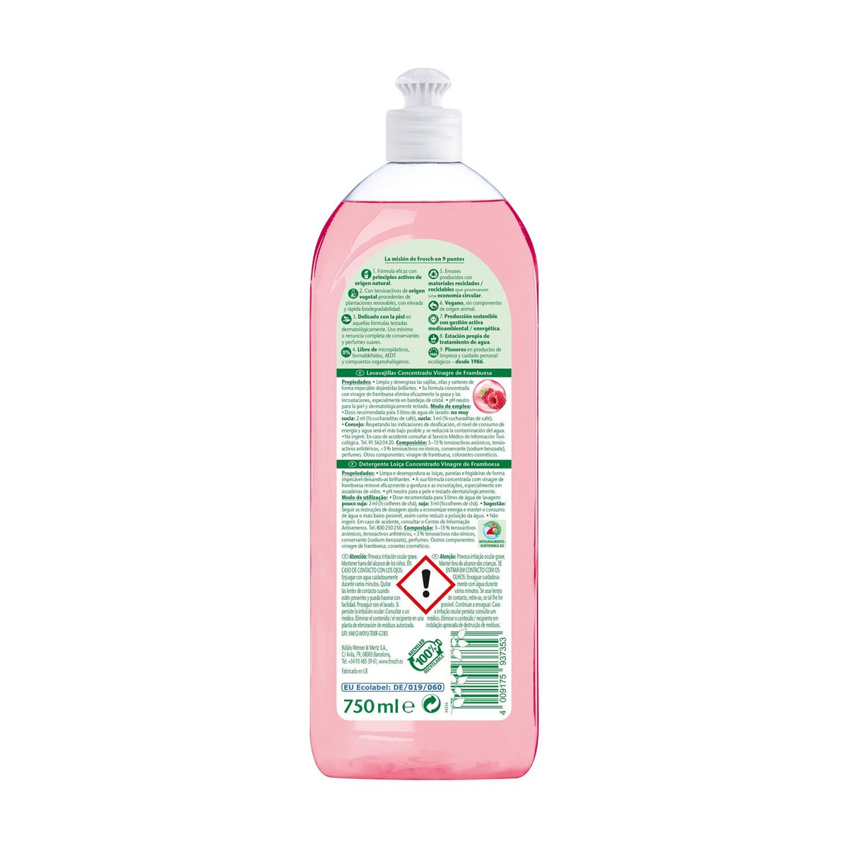 Lavavajillas frambuesa Frosch 750 ml