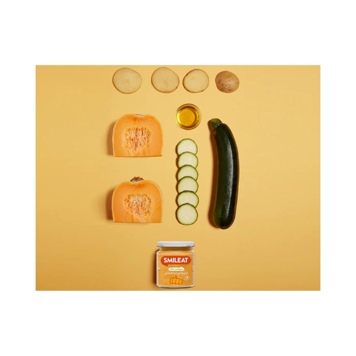 Pack 12x Tarrito BIO calabaza y calabacín +6 meses Smileat 230g