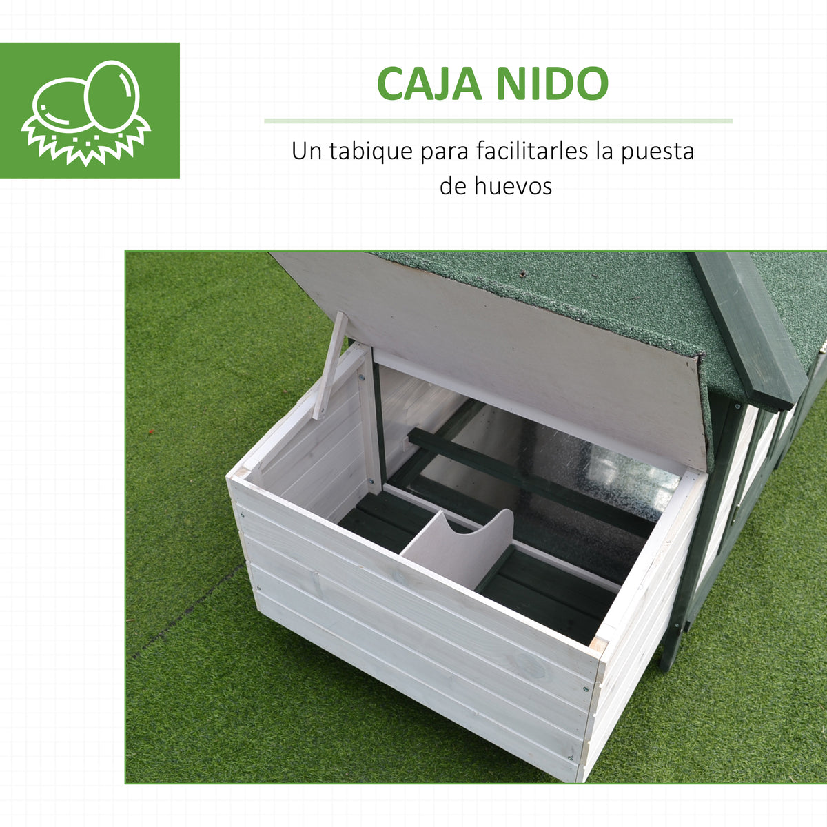 Gallinero De Madera Pawhut Madera De Pino, Metal Verde 196x76x97 Cm_5