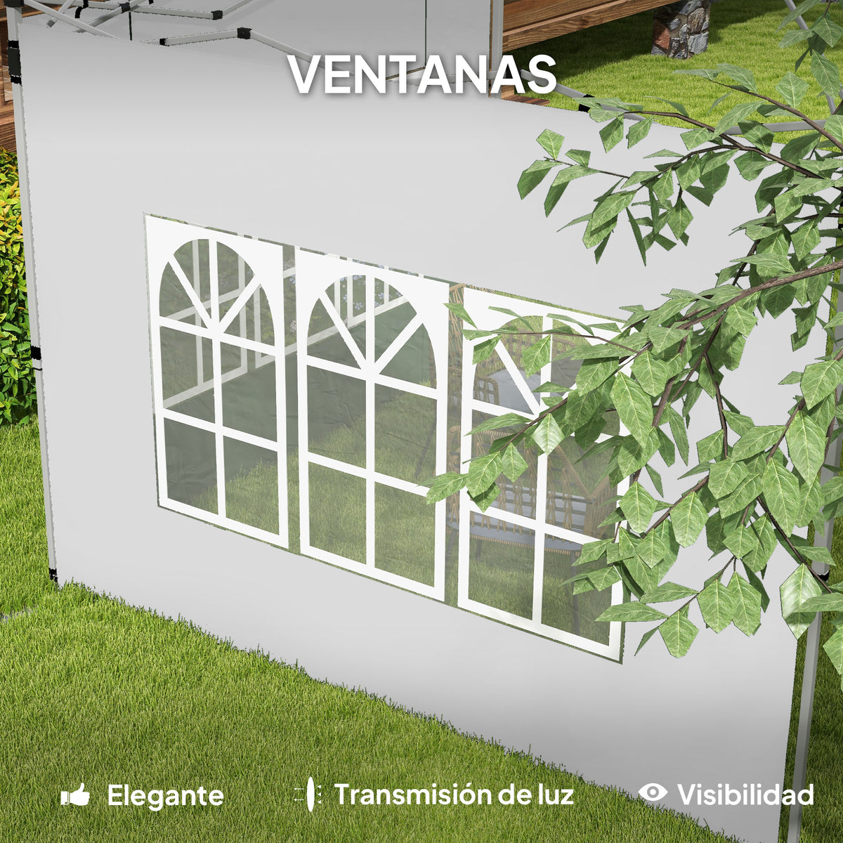 Paredes Laterales Carpa Outsunny Tela Oxford Blanco 295x195 Cm_5
