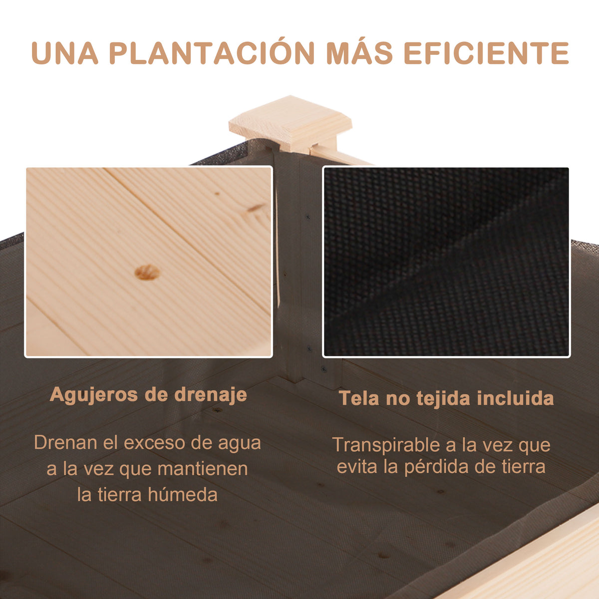 Huerto Urbano Elevado De Madera Outsunny 122,5x56,5x76 Cm Natural_5