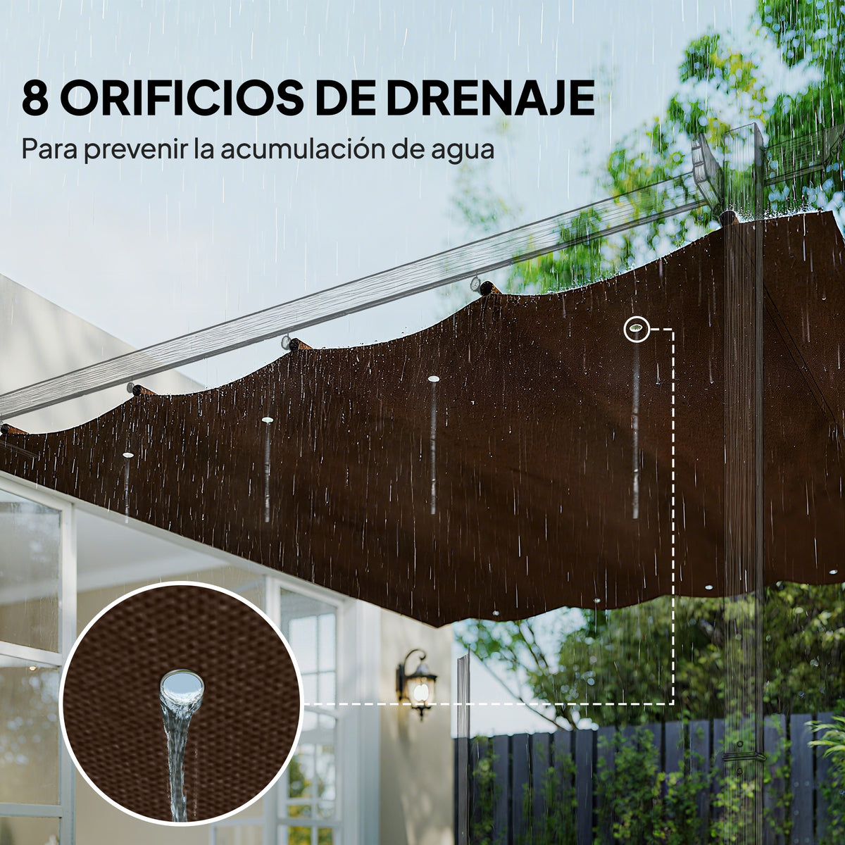 Techo De Pérgola Outsunny Poliéster Café 286x245x16 Cm_5