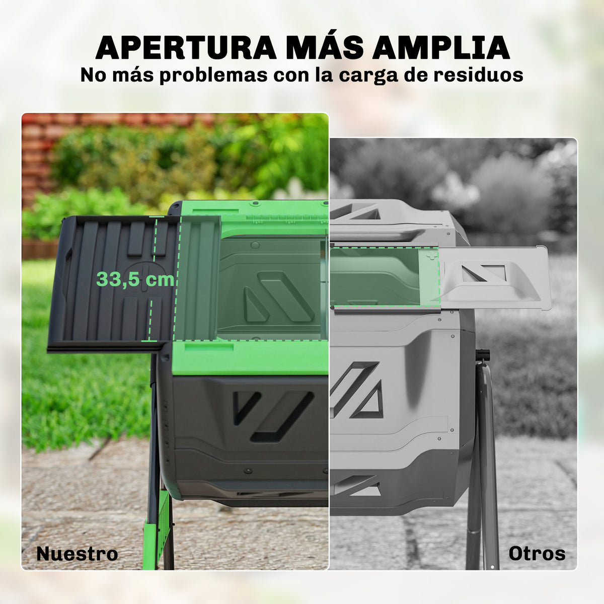 Compostador Para Exterior Outsunny Pp, Metal Verde 94x67x98 Cm_5