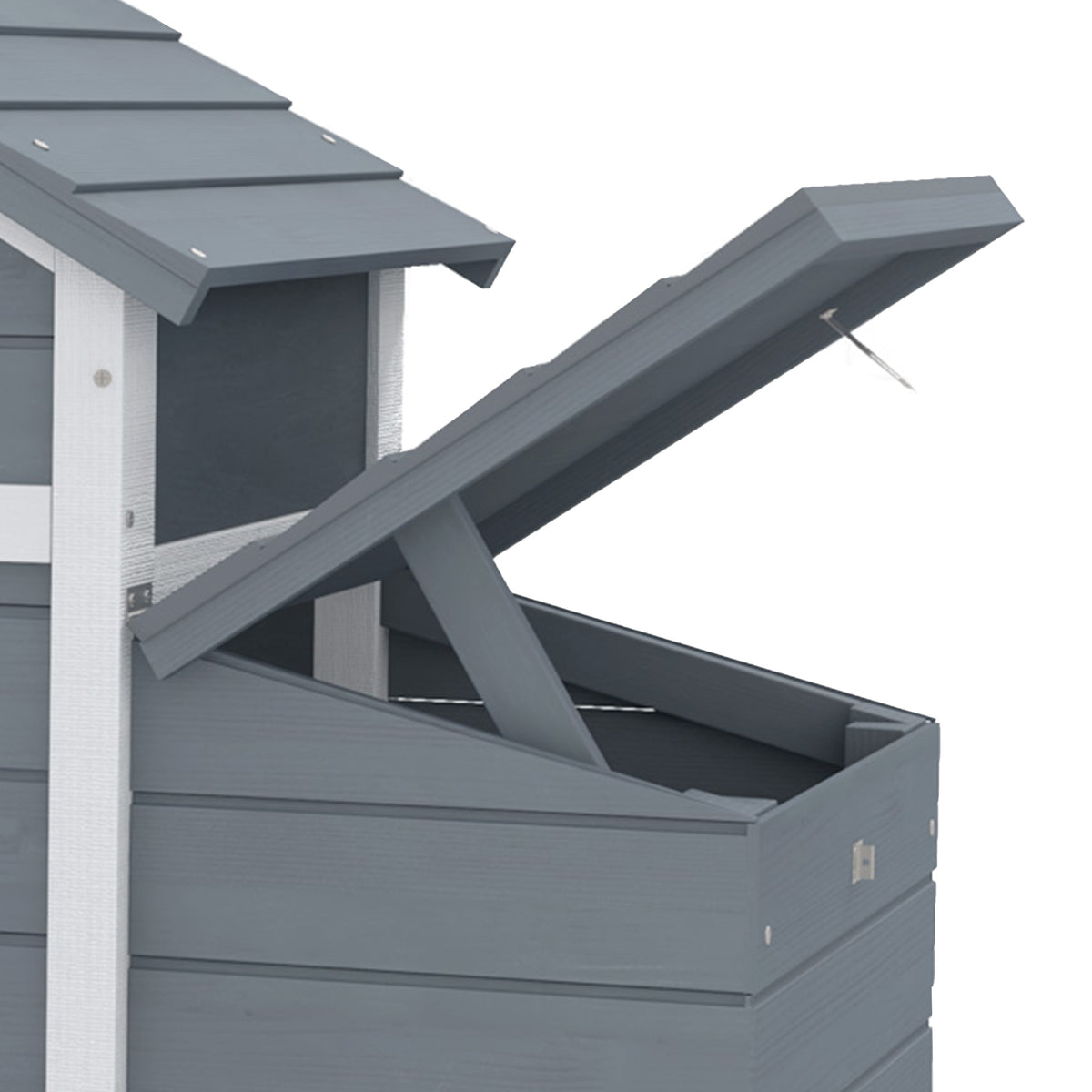 Gallinero De Madera Exterior Techo Abrible Pawhut 150,5x54x87 Cm Gris_5