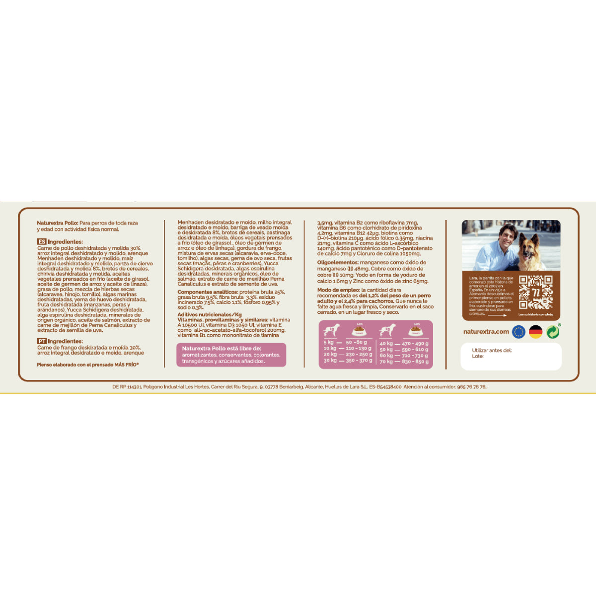 Pienso prensado en frío en Pellets Mini para perros con pollo y arenque 5 kg NaturExtra