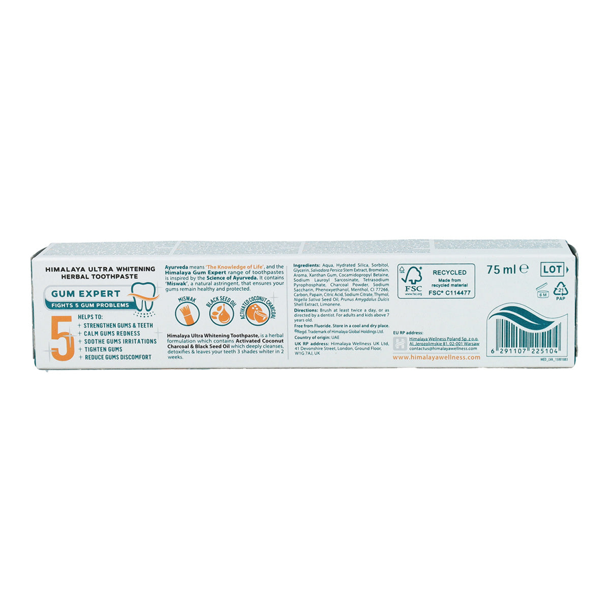 Dentífrico ultra blanqueador de carbón Himalaya 75 ml