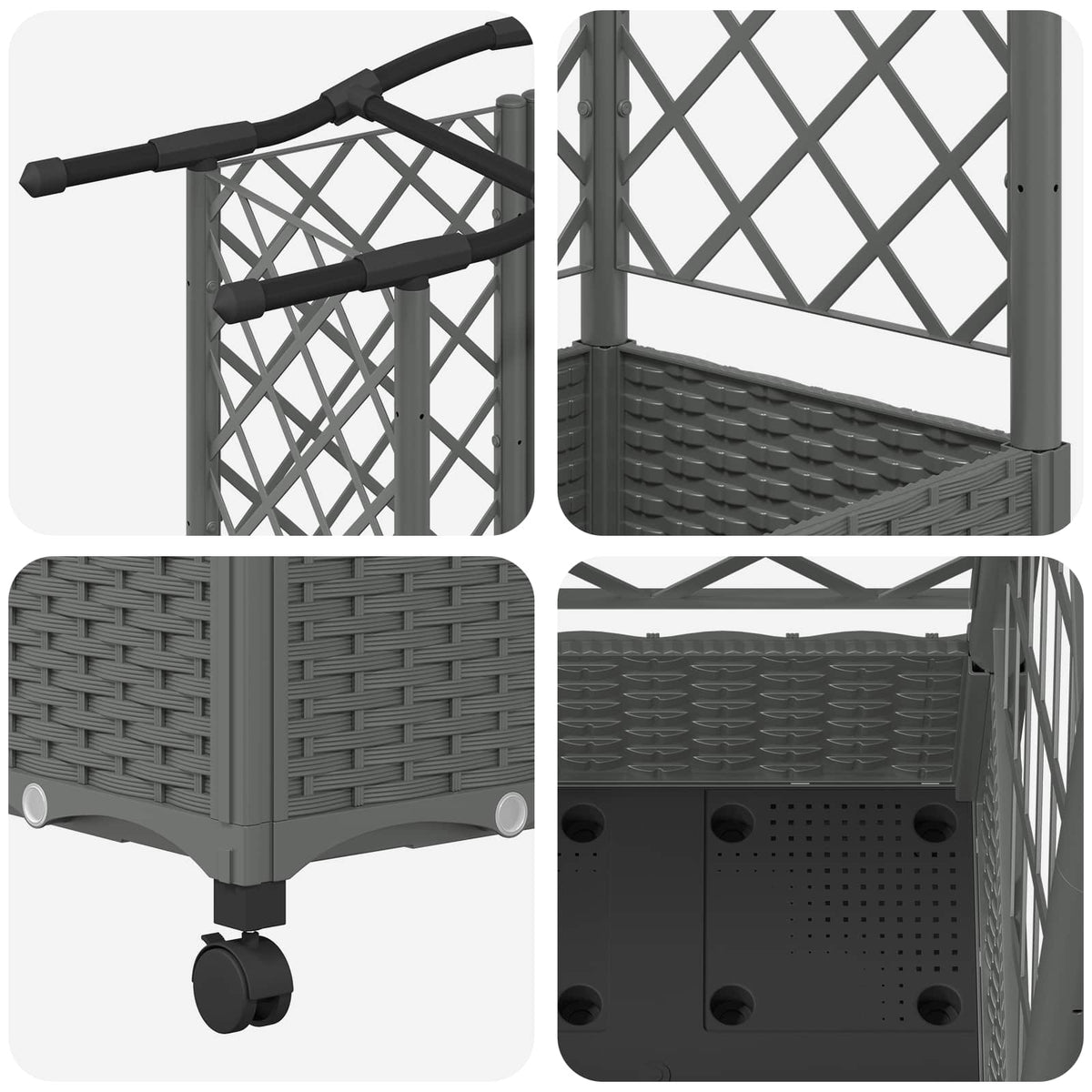 Cama Elevada Con Trellis Y Techo Gris Claro 163 X 40 X 129 Cm_5