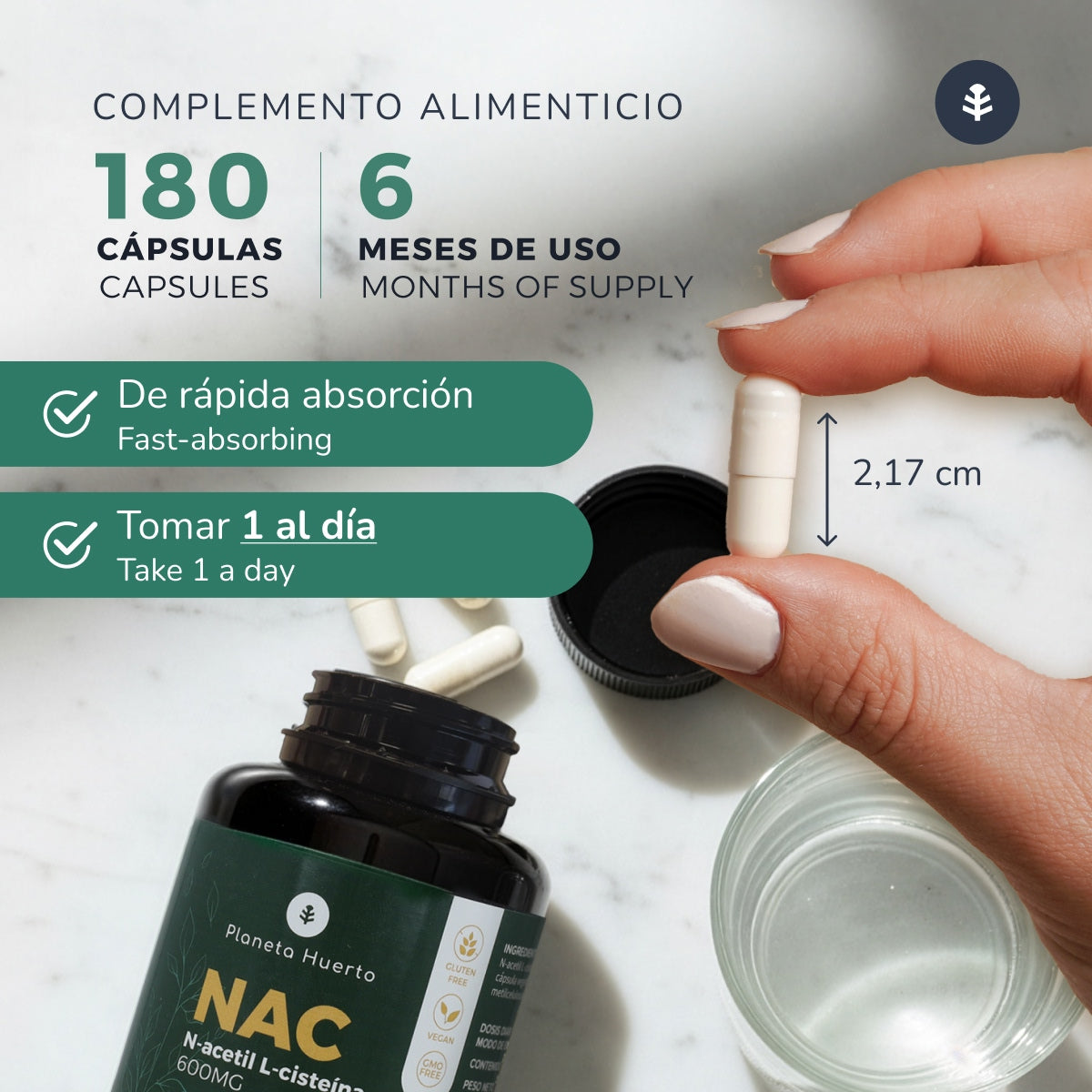 NAC 600mg Planeta Huerto 180 cápsulas