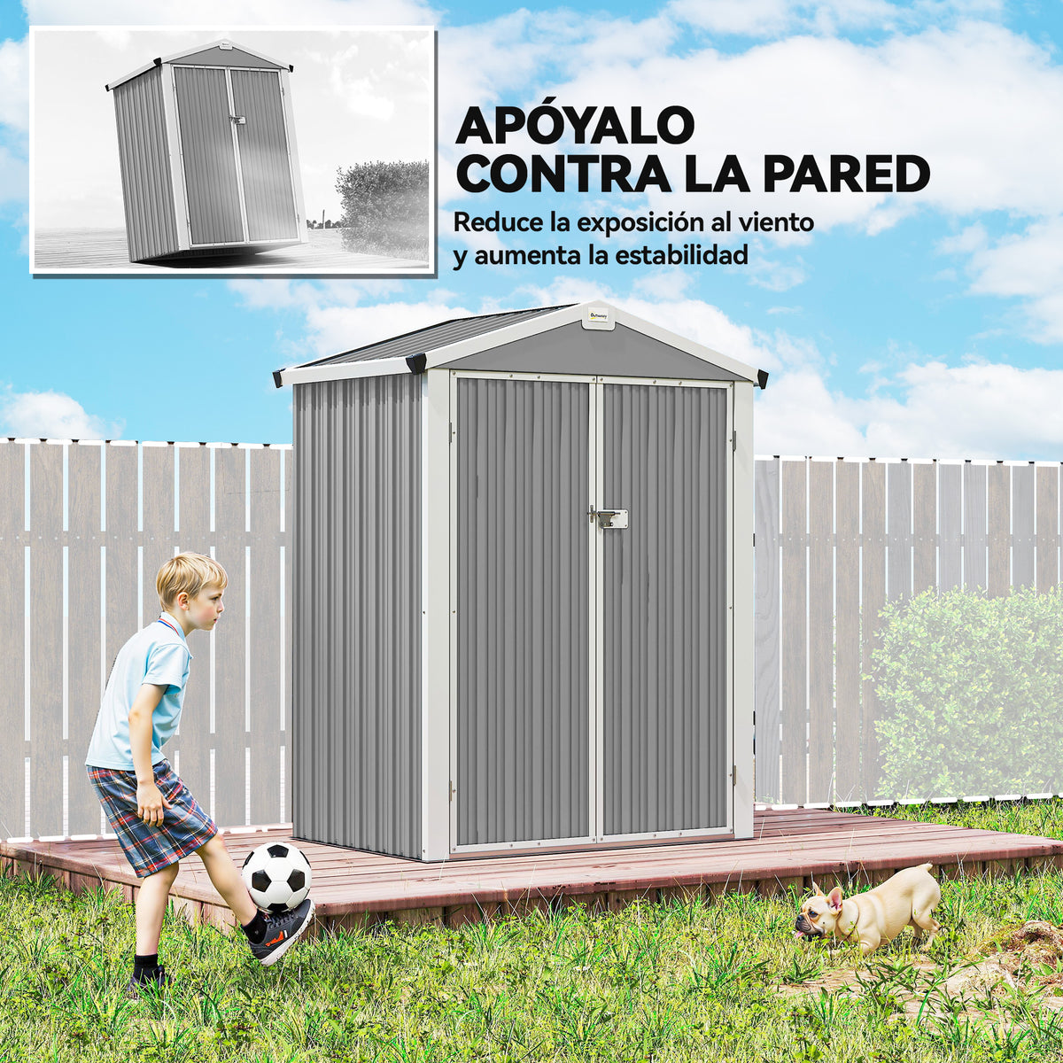 Caseta De Jardín Outsunny Acero Galvanizado Gris 133x87x178 Cm_5