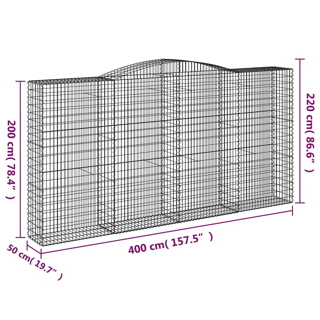 Cestas De Gaviones 10 Uds Forma De Arco Hierro 400x50x200/220cm_5