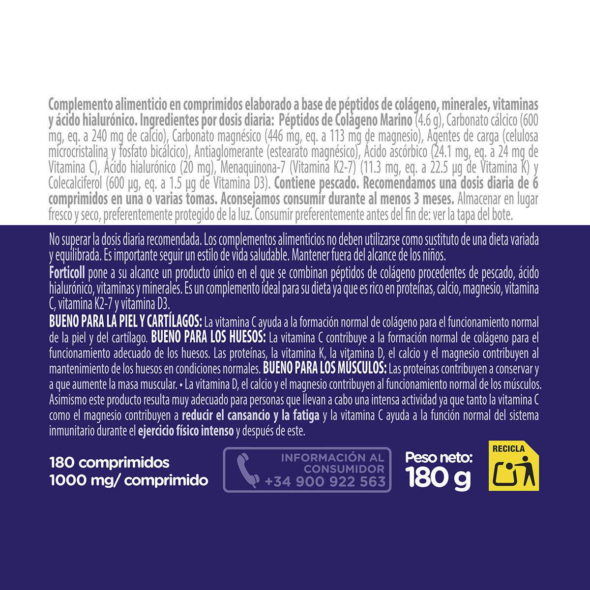 Colágeno Marino Forticoll, 180 comprimidos