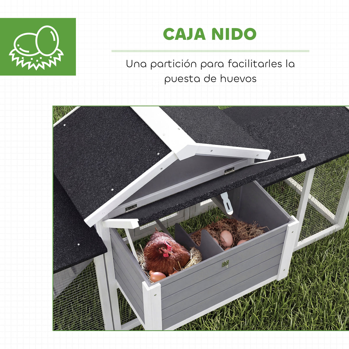 Gallinero Pawhut Madera De Abeto Gris 204x85x93 Cm_5