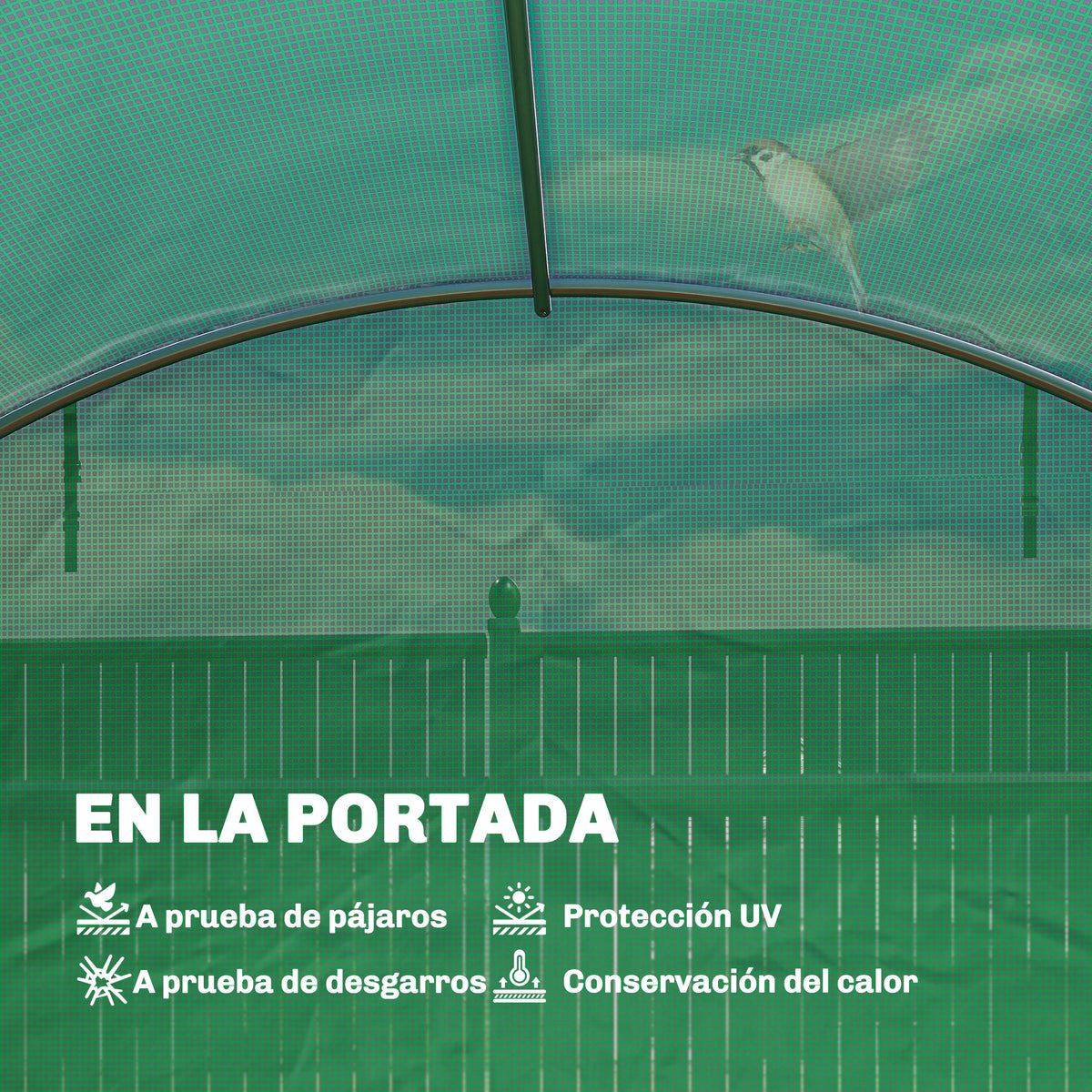 Invernadero De Túnel Outsunny Pe, Acero Galvanizado Verde 595x395x199 Cm_5
