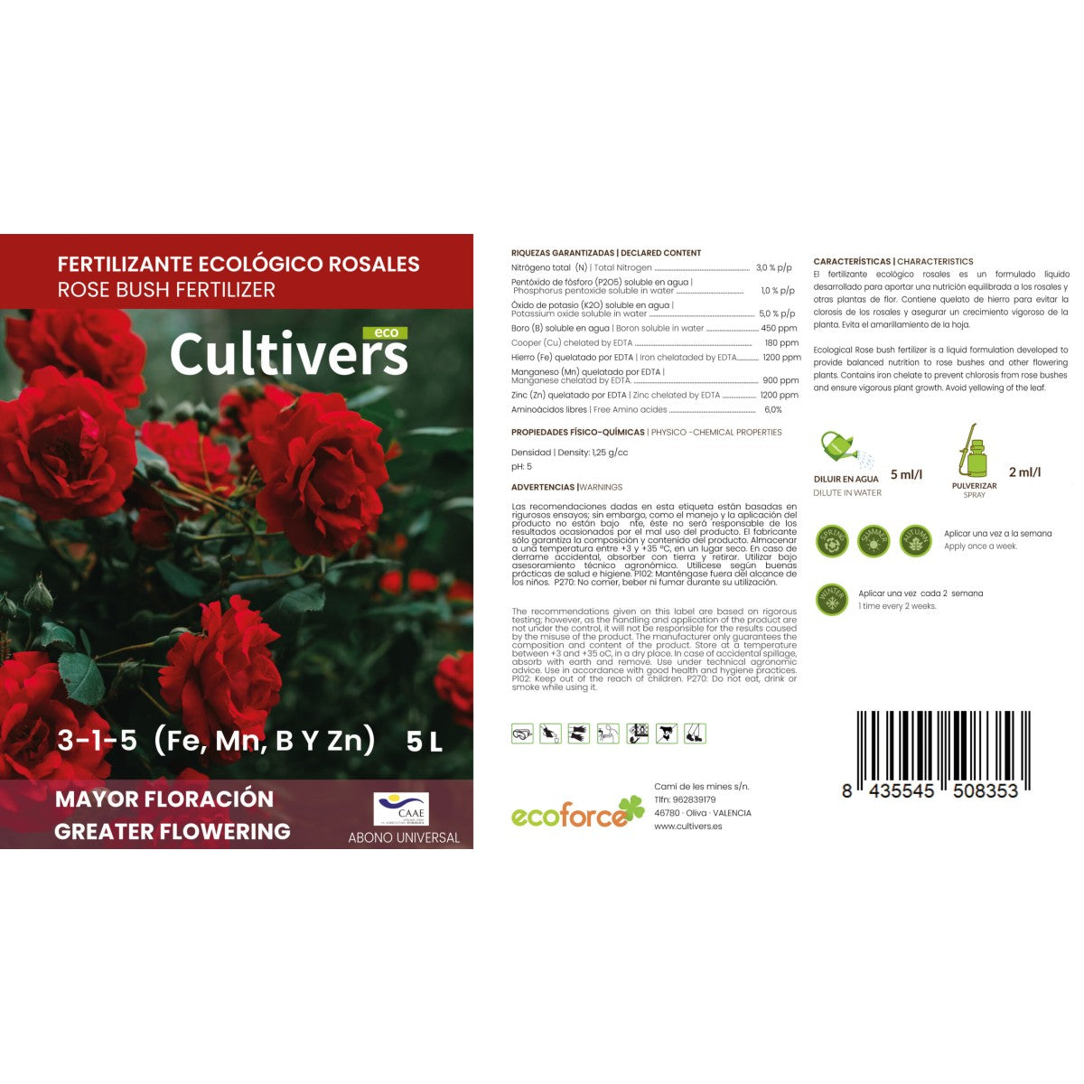 Abono Rosales Líquido Ecológico Cultivers 10 L_3