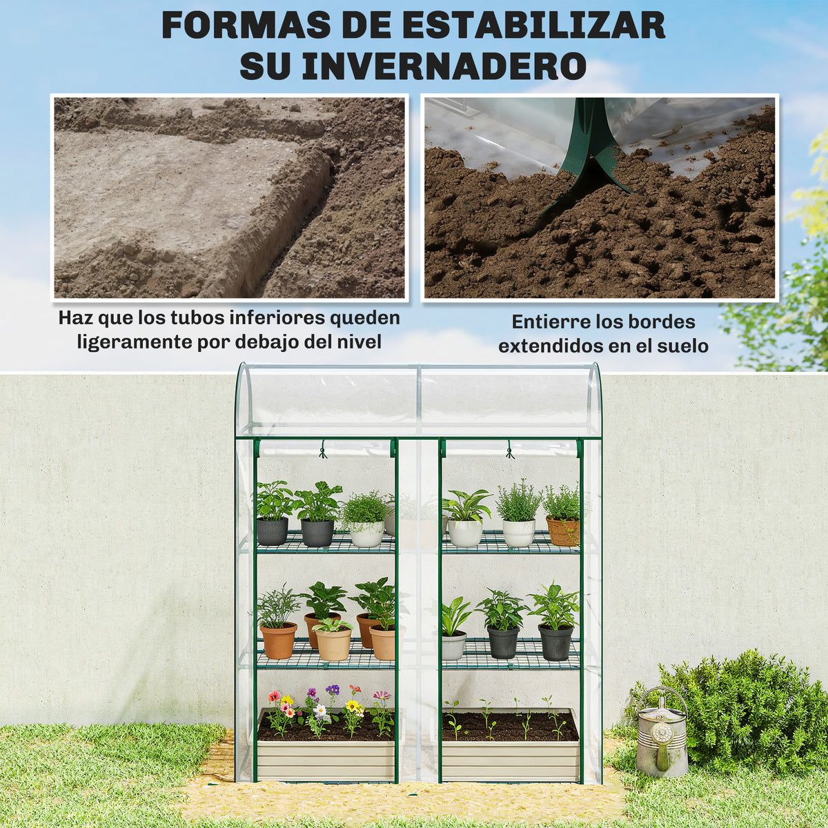 Outsunny Invernadero Pequeño Con 6 Estantes De Acero Y 2 Puertas Enrollables_5